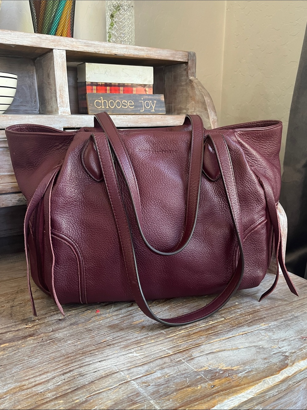 🤍 Aimee Kestenberg Chelsea Tote Bag Wine Plum Leather Shoulder Bag